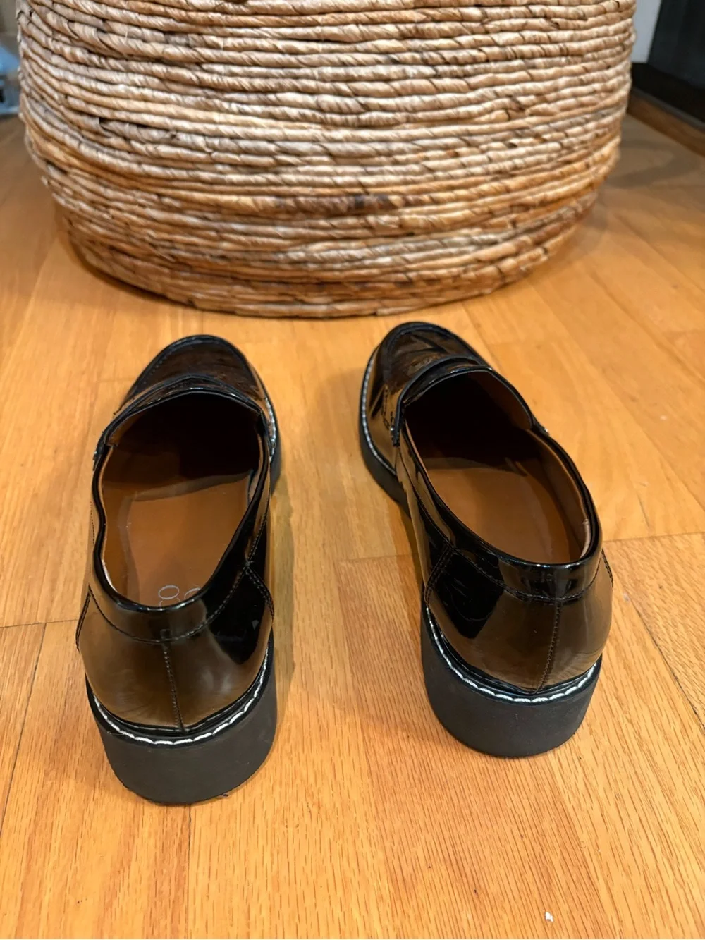 Franco Sarto Cassandra Black Patent Penny Loafers - Size 9.5